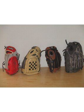 Youth Baseball Gloves Lot of 4 Different 3 Adidas 1 Rawlings Good Pre Owned